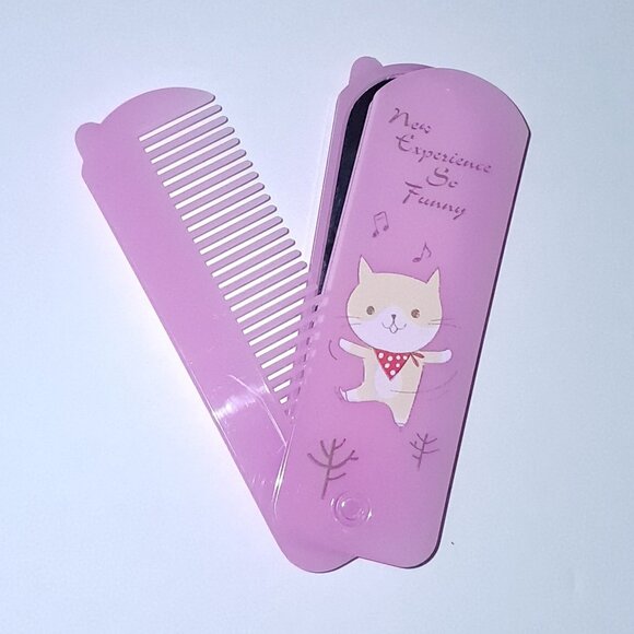 Adorable Pocket Size Kitten MIrror & Pivoting Hair Comb Combo Set - Picture 1 of 1